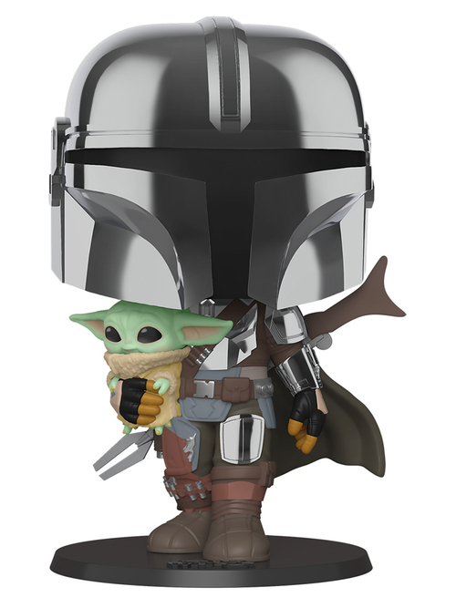 Фигурка Funko POP! Bobble Star Wars Mandalorian Mandalorian with Child Chrome 10" (380) 49931