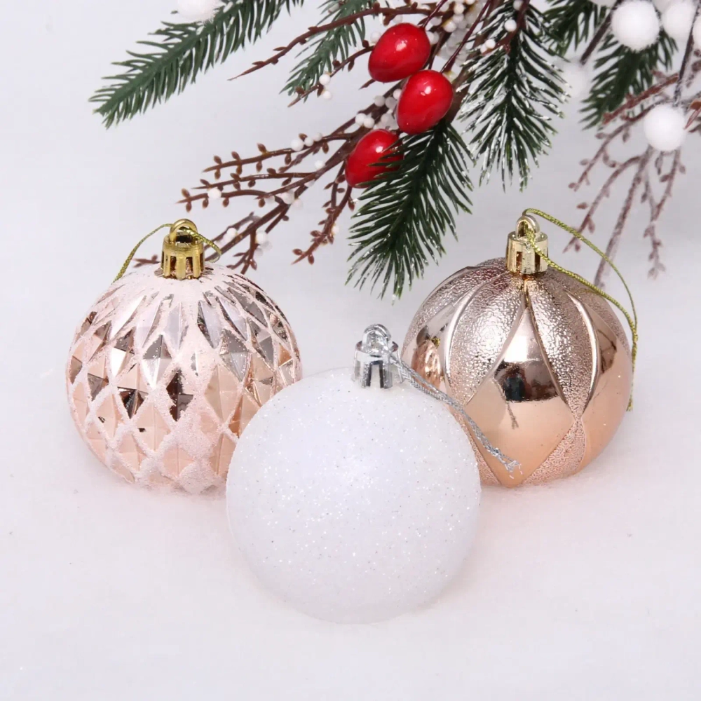 Набор шаров 6 см «Нежность» (в наборе 12 шт), Шампань/Белый