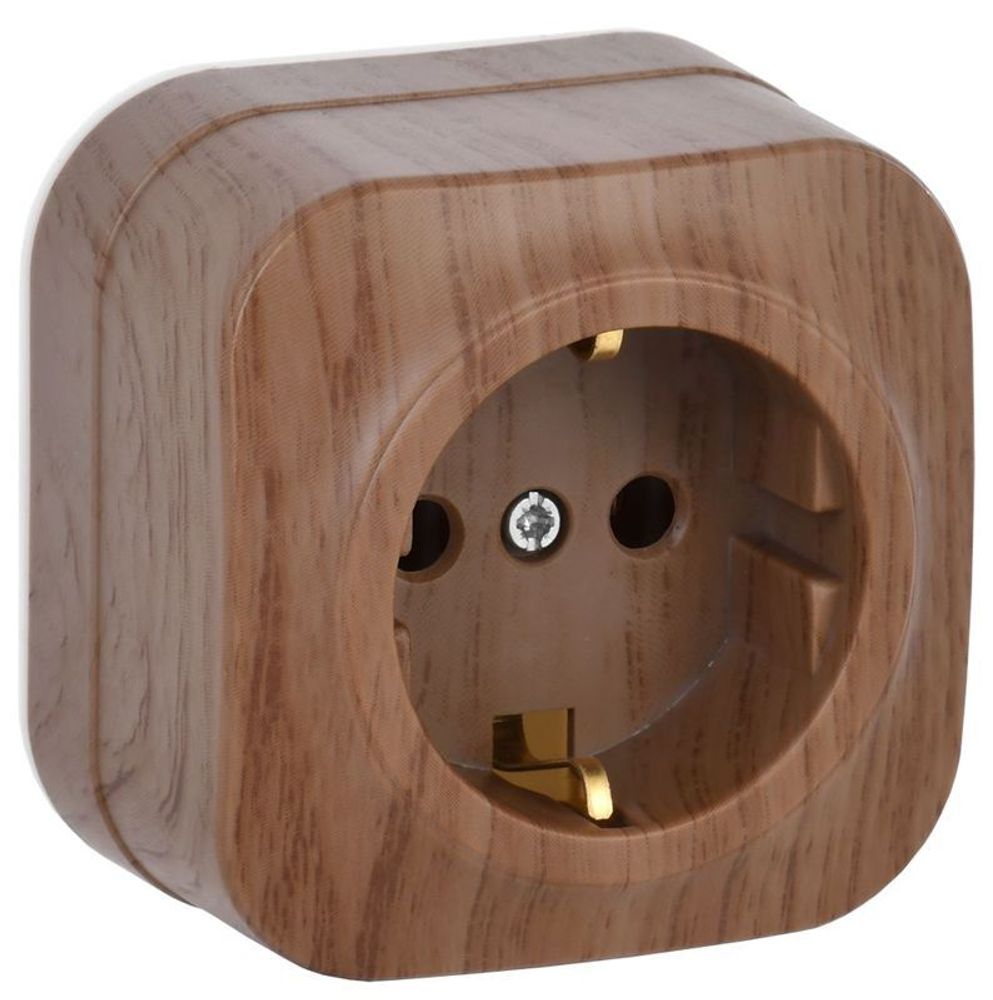 Розетка 1-м ОП GLORY РС20-3-ХД 16А с заземл. дуб IEK ERH11-K24-16 Розетка 1-м ОП GLORY РС20-3-ХД 16А с заземл. дуб IEK ERH11-K24-16