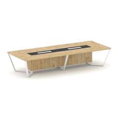 Steel Meet Стол переговорный прямоугольный KMK-PR.B.SP-14 Тиквуд Светлый/Графит Глянец/Металл Белый