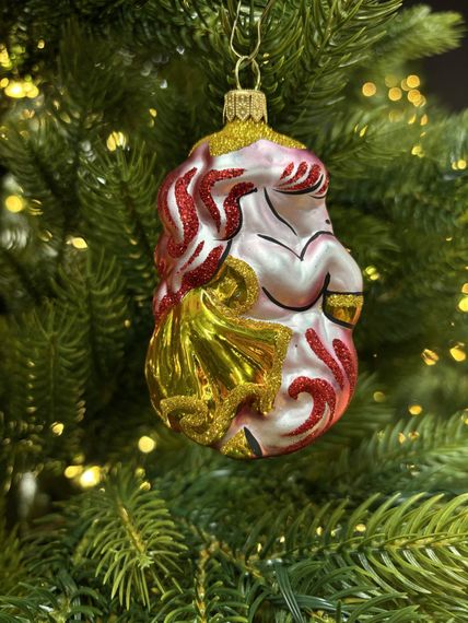 Ёлочное украшение Лошадка цирковая 100 мм., красный, стекло, Ёлочка (С1634/1)