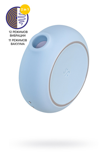 Вакуумный стимулятор клитора с вибрацией Satisfyer Pro To Go 3, голубой, 8,5 см