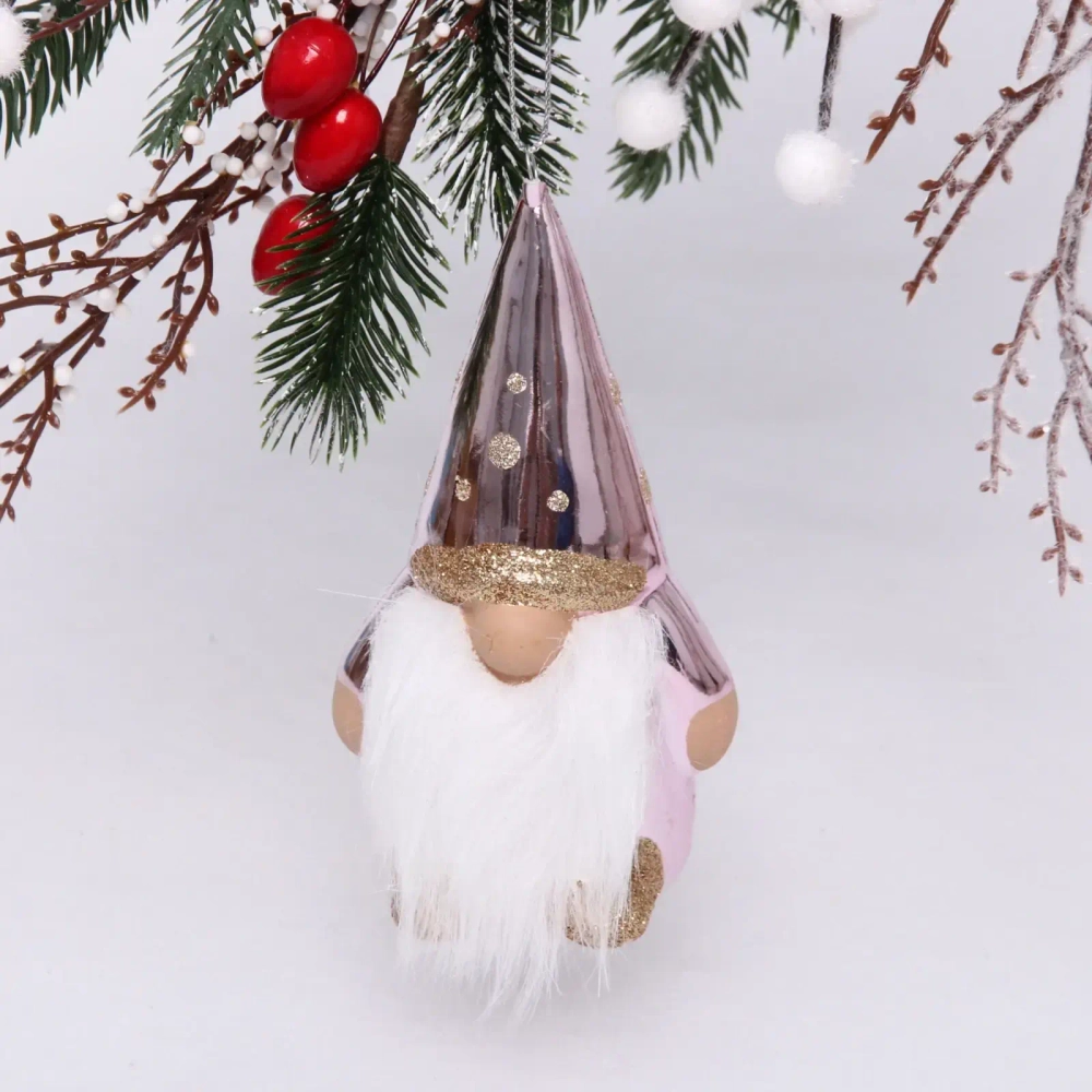 Ёлочная игрушка «Весёлый лесовичок» 6,5*5,5*13 см, розовый