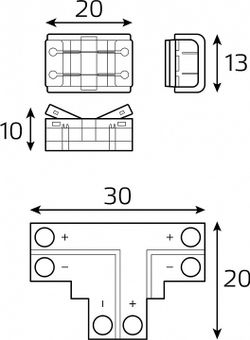 Соединитель лент T-образный жесткий Gauss Basic BT400