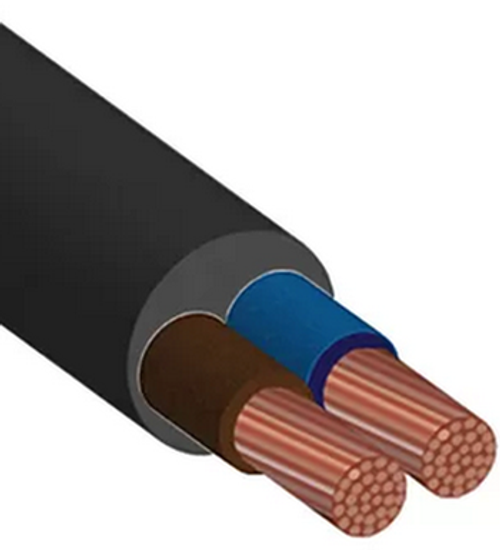 Провод бытовой ПВСнг(А)-LS 2х1,5 черный ГОСТ (бухта 100) (кратно 100)