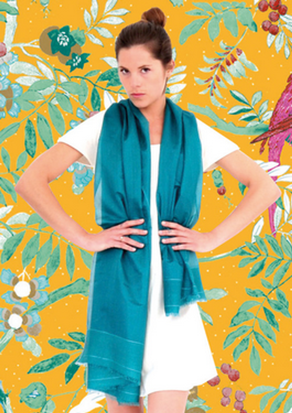 Шаль 70х200 Petrusse Organza синяя Франция фото