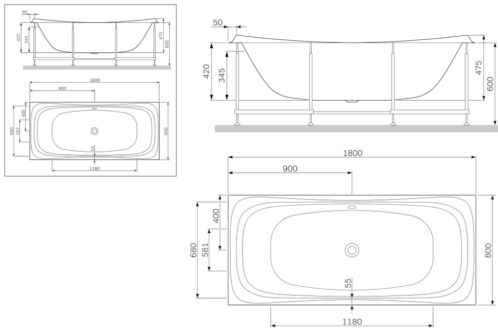 Панель фронтальная для ванны AM.PM Sensation W30A-180-080W-P белая