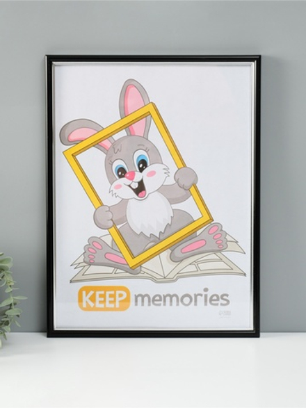 Фоторамка для фото 30×40 см Keep memories «Гамма», пластик, чёрный с серебром, (пластиковый экран)