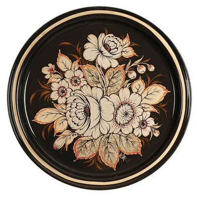 Жостовский поднос декоративный, размер 22 см (A5), металлический