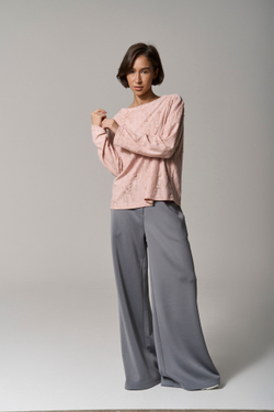 Брюки трикотажные wide leg серые