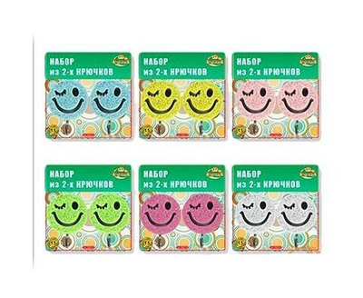 Крючки самоклеющиеся Улыбка-солнце 2шт/уп, цена за уп, пластик BL, Мультидом