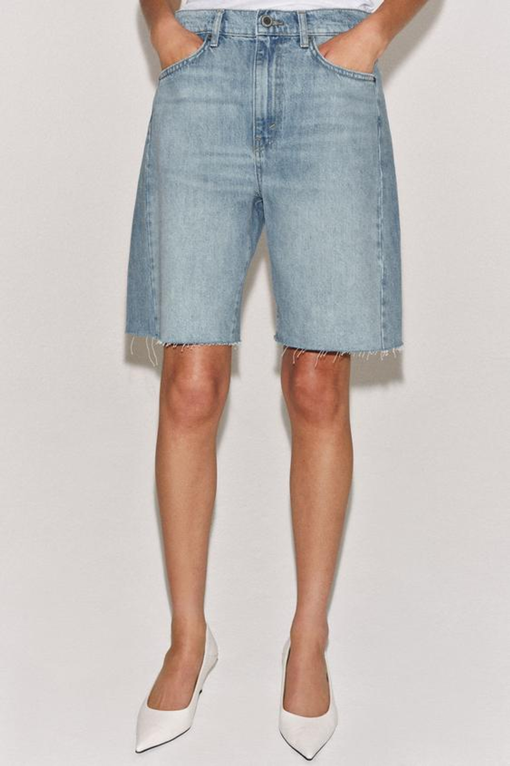 ZARA ДЖИНСОВЫЕ ШОРТЫ RELAXED СО СРЕДНЕЙ ПОСАДКОЙ — ZW COLLECTION, ГОЛУБОЙ