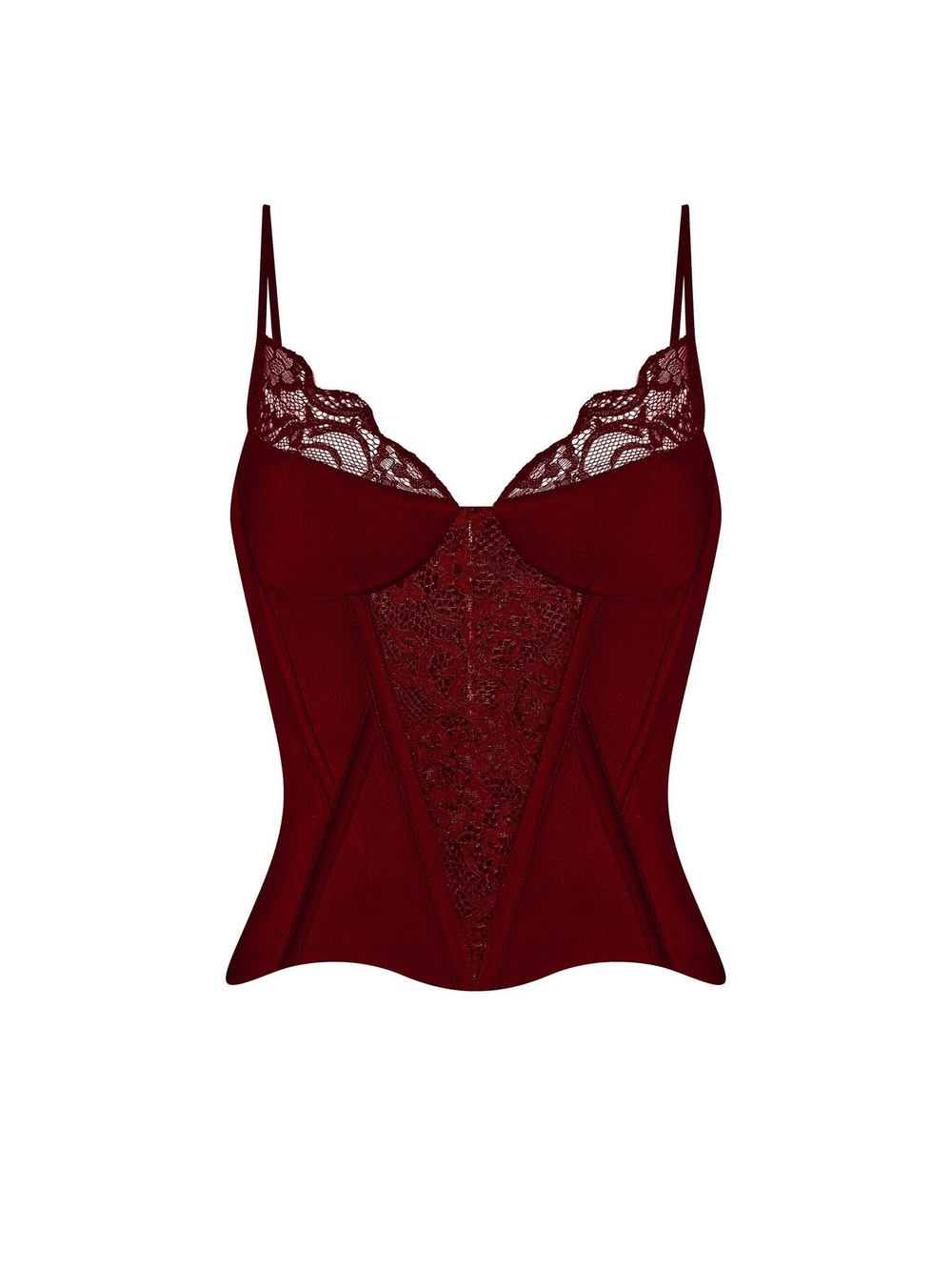 Tоп-бюстье корсетного типа из сатина и кружева