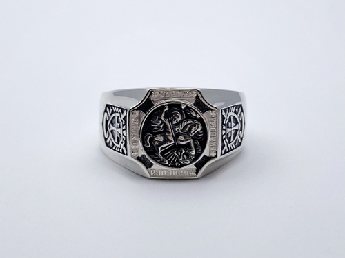 Кольцо из серебра/Частичное чернение/Георгий Победоносец