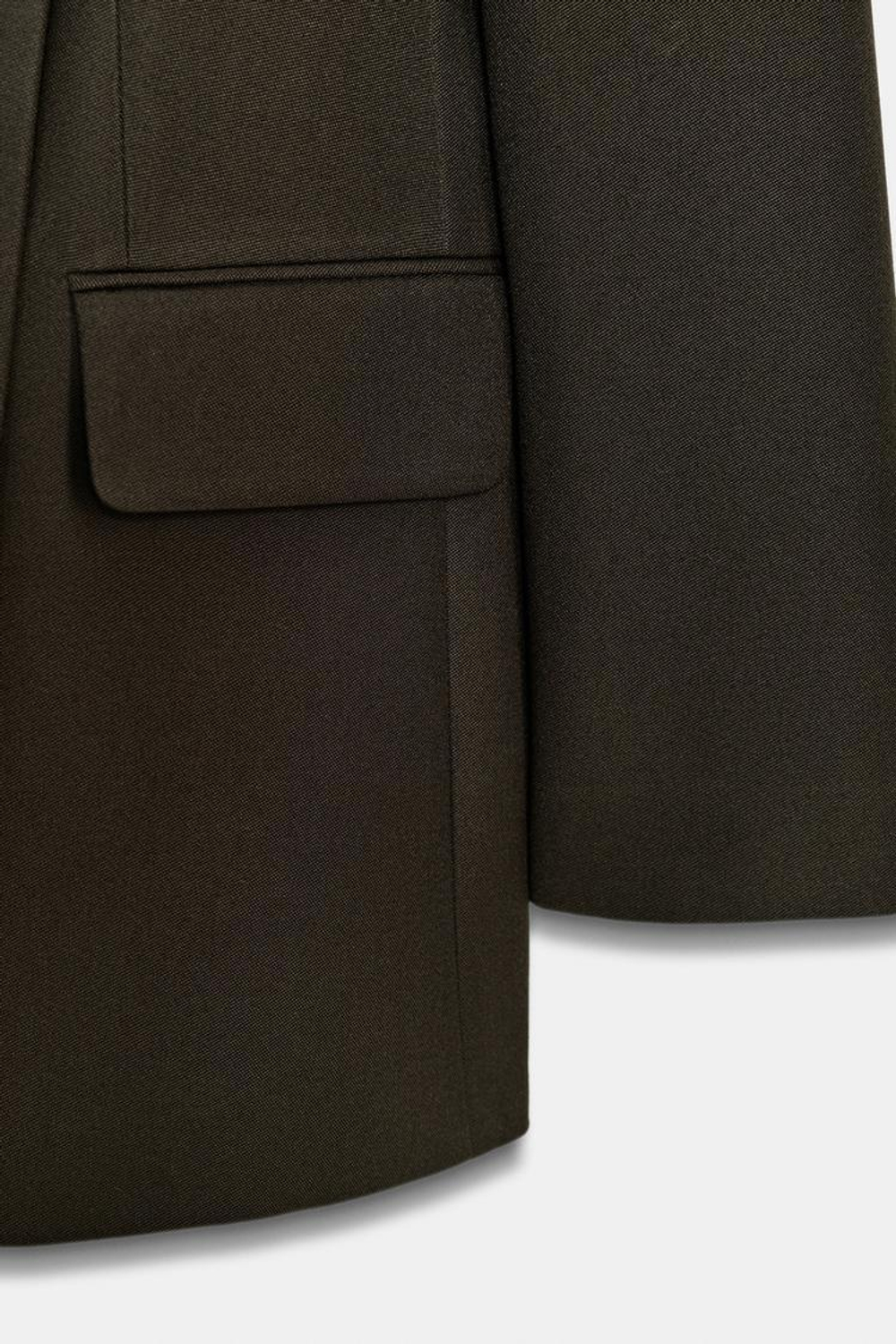 ZARA БЛЕЙЗЕР ПРИТАЛЕННОГО КРОЯ — LIMITED EDITION, ZW COLLECTION, ТЕМНЫЙ ХАКИ