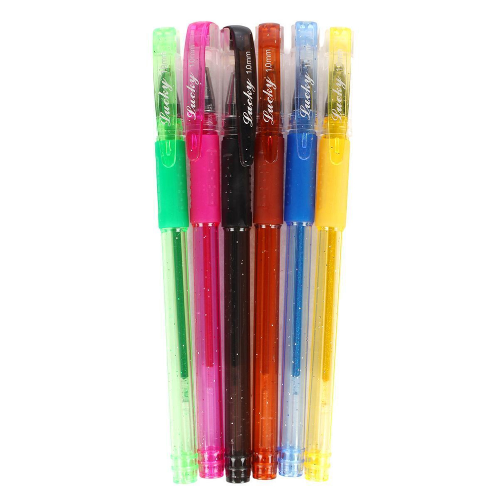 Набор гелевых ручек 6 цветов с блестками, 1 мм, в ПВХ упаковке, С-40214