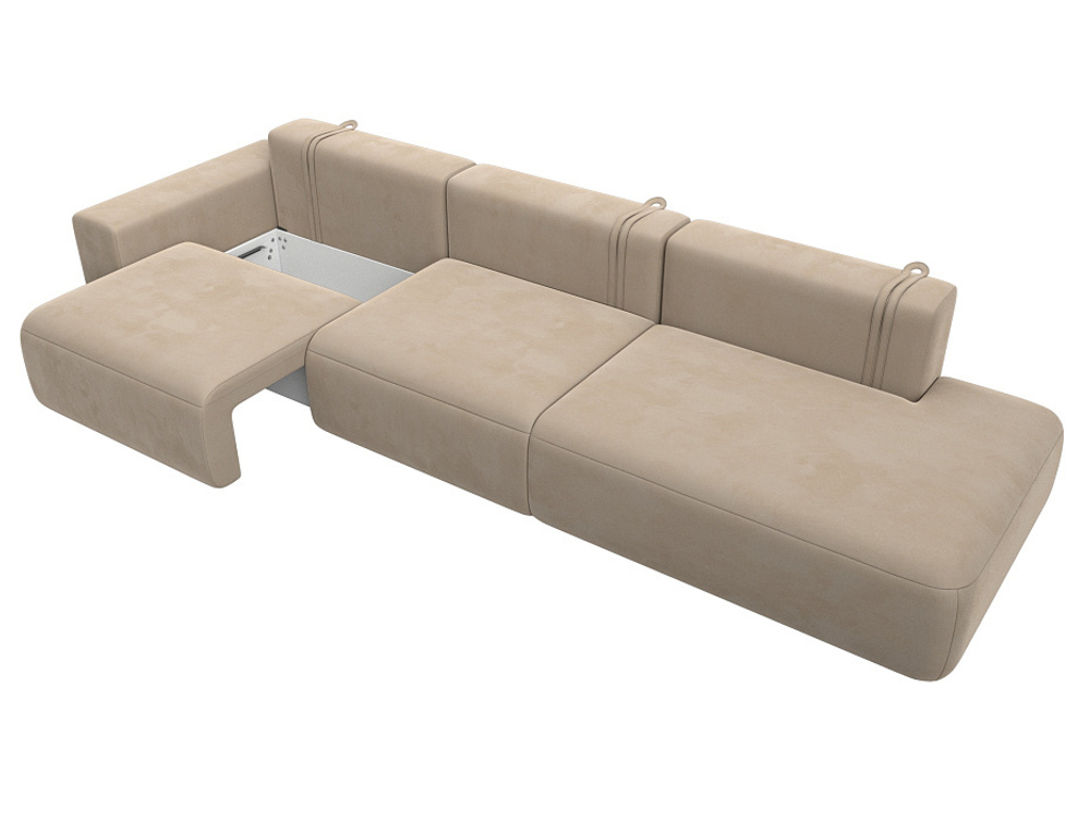 Диван прямой Лига-036 НПБ Модерн Лонг подлокотник слева ВЕЛЮР Бежевый