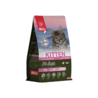 Сухой корм для кошек Blitz Holistic Turkey & Fish Kitten для котят беременных и кормящих кошек, индейка и рыба 1,5 кг