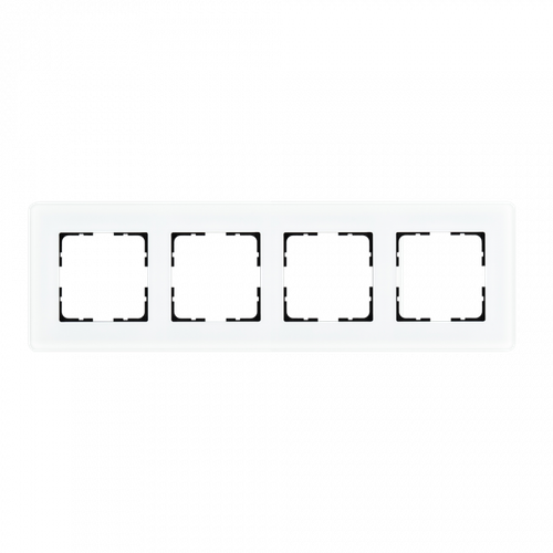 Стеклянная матовая закругленная рамка 4 пост , цвет белый