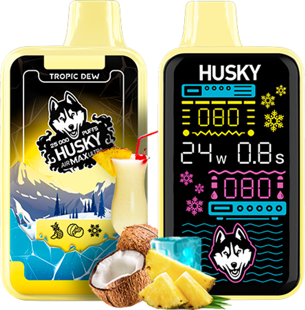 Husky Airmax Ultra Tropic dew - пина колада со льдом 25000 затяжек 20мг Hard (2% Hard)