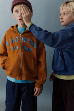 ZARA ХУДИ СО СТРОЧКОЙ, СИНИЙ/ИНДИГО