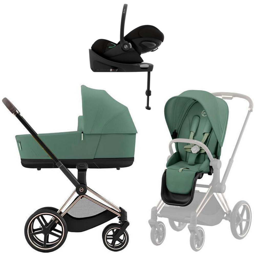 Коляска Cybex Priam IV Rosegold complete Cloud G Magic Black Base G 3 в 1 Leaf Green