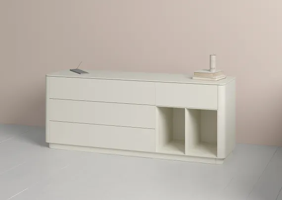 Тумба Tammi 4 ящика 2 полки ширина 180 см (молочный)