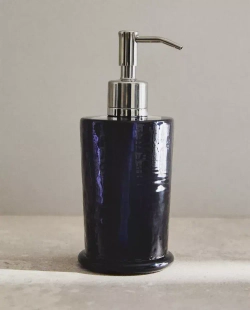 ZARA HOME ДОЗАТОР МЫЛА ИЗ СТЕКЛА СИНЕГО ЦВЕТА, СИНИЙ