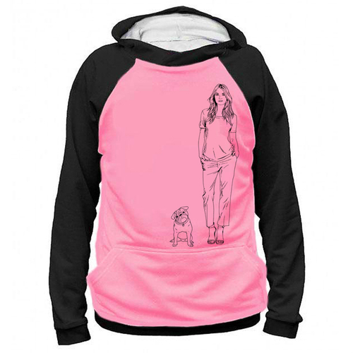 Толстовка "Мопс с хозяйкой"