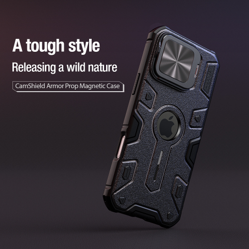 Чехол от Nillkin на iPhone 16 Pro Max с откидной крышкой для камеры и и поддержкой беспроводной зарядки MagSafe, серия CamShield Armor Prop Magnetic