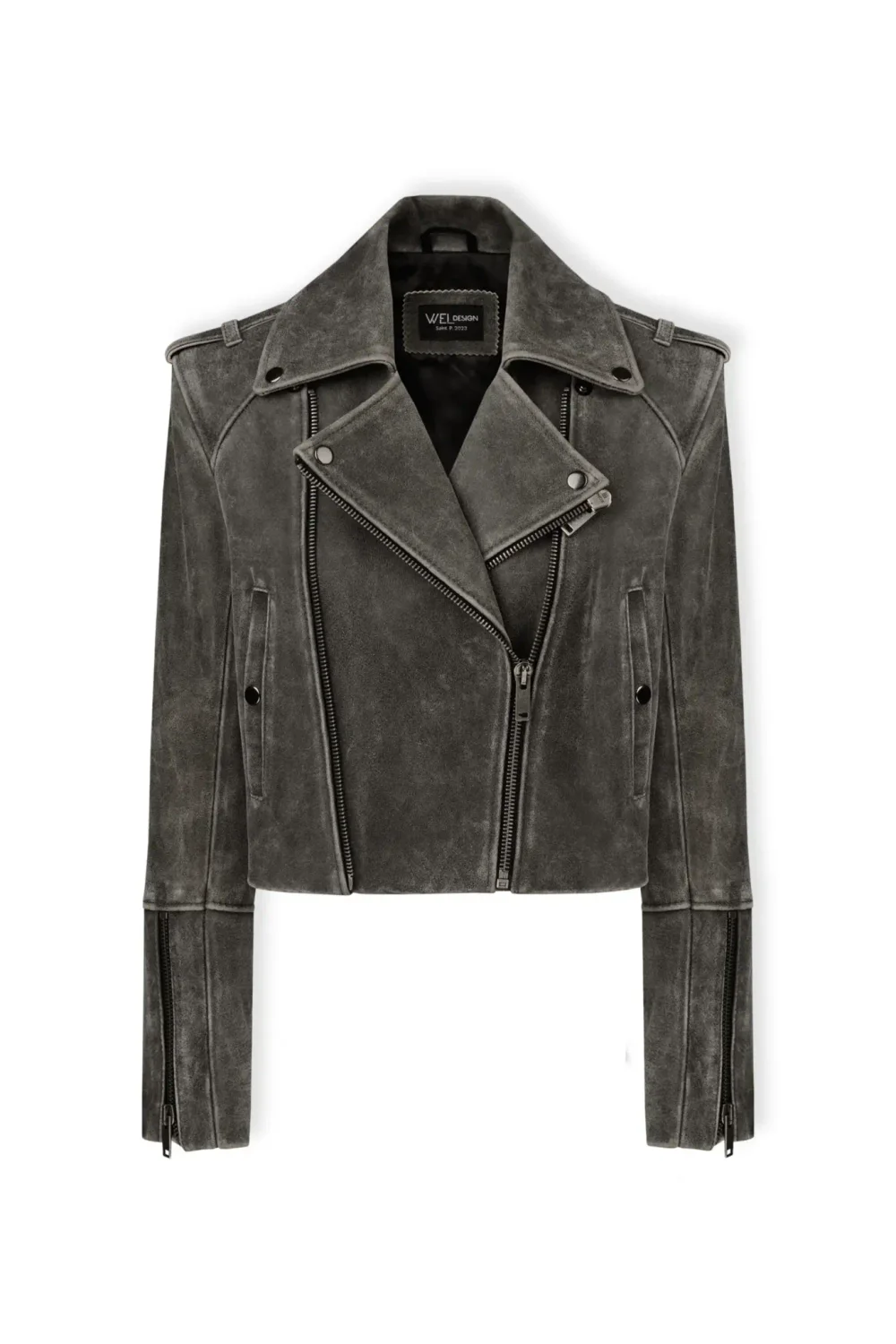 Укороченная косуха с увеличенными плечами, Cерый