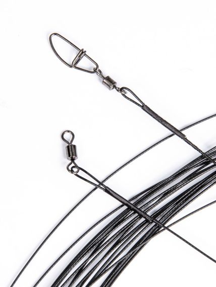 Поводки стал. 7x7 Lucky John SSW оснащ. вертл. и вертл. с застёж. d 0.55мм/12кг/35см/ набор 20шт.