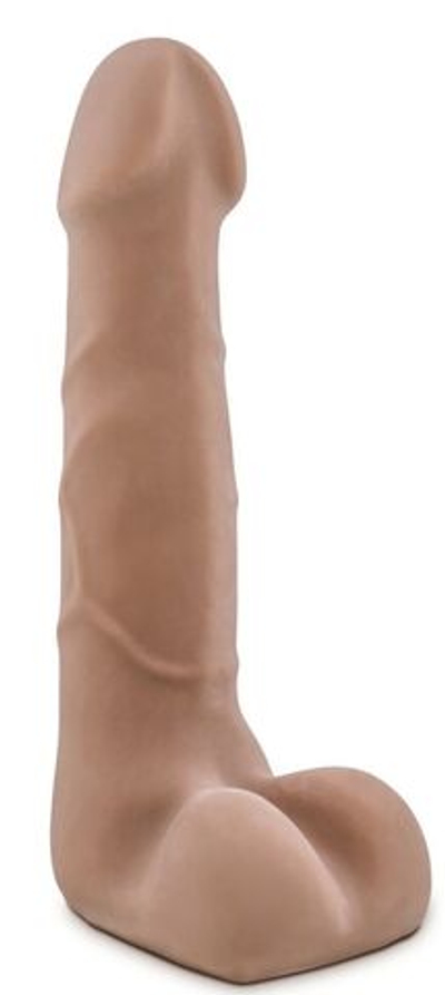 Кофейный фаллоимитатор с мошонкой Suave - 17,78 см.