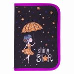 Пенал BRAUBERG, 1 отделение, 2 откидные планки, полиэстер, 21х14 см, "Shiny star", 270312