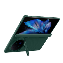Чехол зеленого цвета (Dark Green) от Nillkin с откидной защитной крышкой для камеры на Vivo X Fold 3, серия Super Frosted Shield Prop