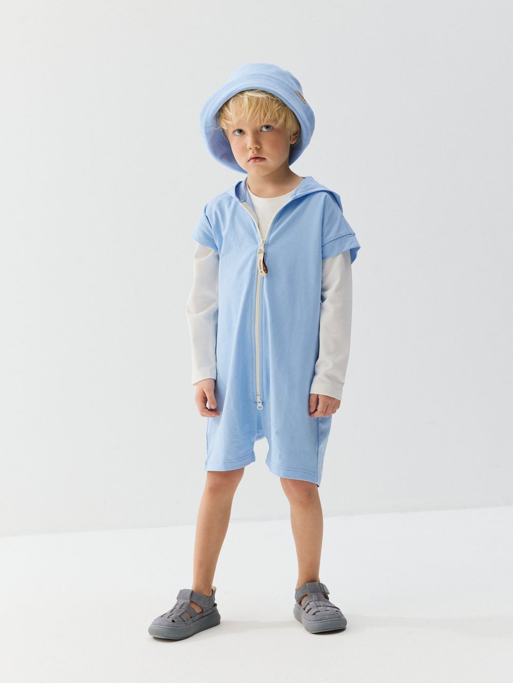 Ромпер на молнии с капюшоном "Небо"