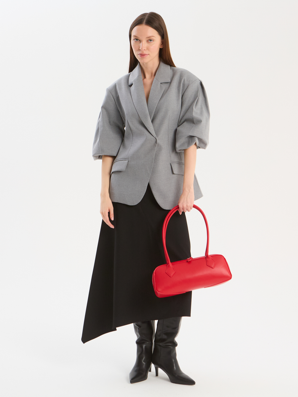 Жакет приталенный с объемными рукавами