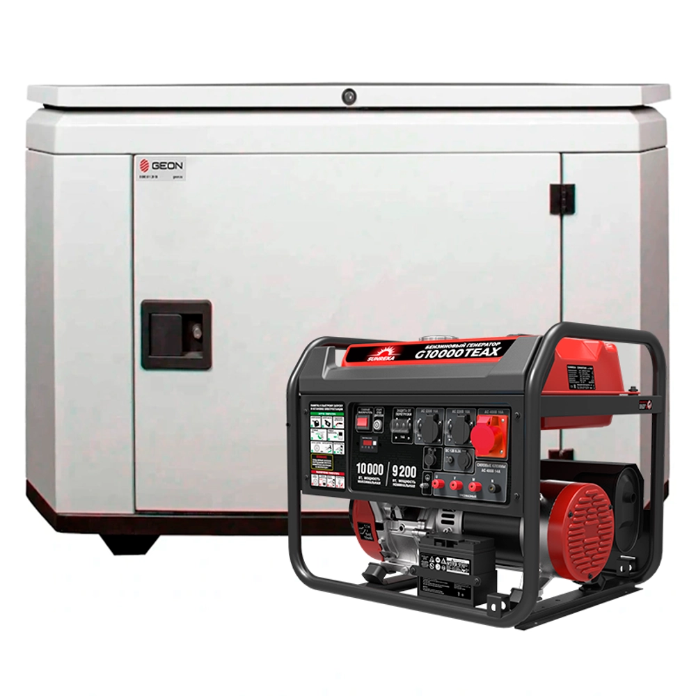 Генератор бензиновый SUNREKA G10000TEAX с кожухом Geon 1200 RAL 7035