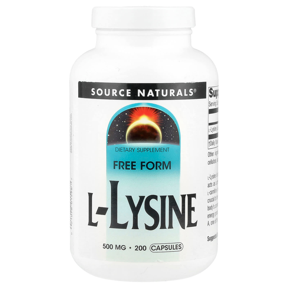 Source Naturals, L-лизин, 500 мг, 200 капсул
