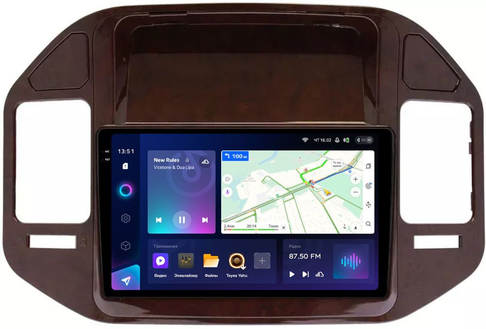 Магнитола для Mitsubishi Pajero 3, Montero 3 1999-2006 (рамка под дерево) - Teyes CC3-2K QLed Android 10, ТОП процессор, SIM-слот, CarPlay