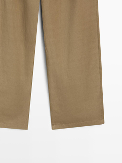 Massimo Dutti Плиссированные брюки с перекрестной застежкой - STUDIO, хаки