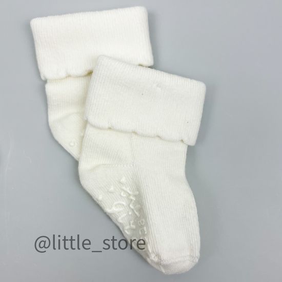 Носочки хлопковые для девочки Белый/Молочный со стоперами