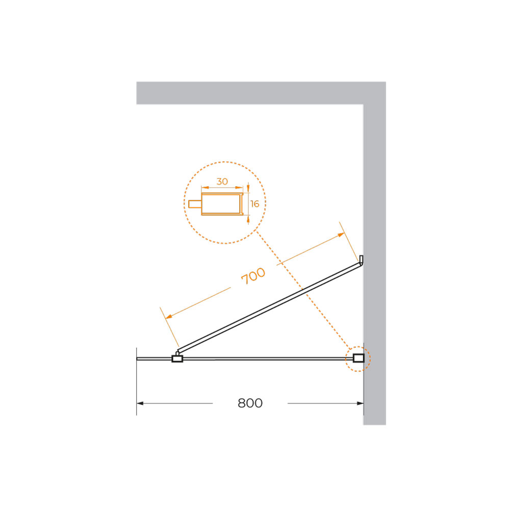 Душевая перегородка Cezares LIBERTA-L-1-TB-80-GR-NERO
