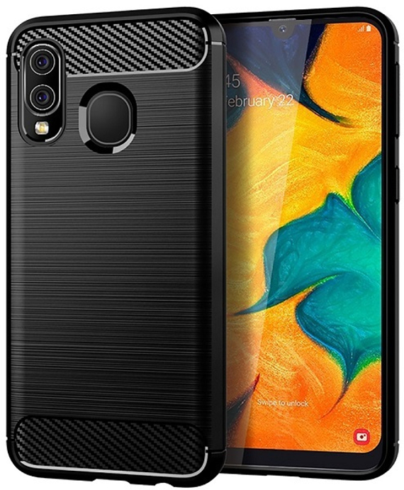 Чехол для Samsung Galaxy A40 цвет Black (черный), серия Carbon от Caseport