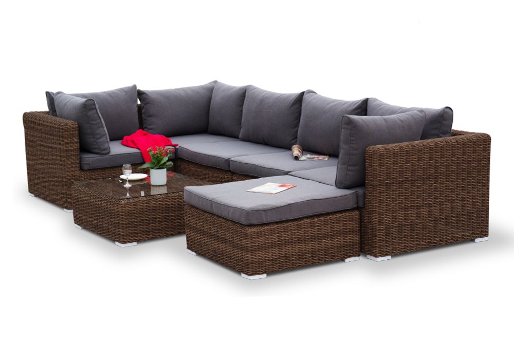 "Лунго" трансформирующаяся лаунж-зона из искусственного ротанга, цвет коричневый