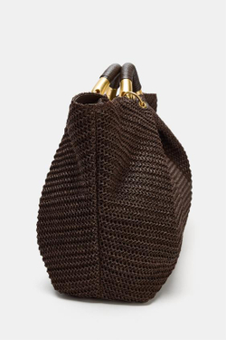ZARA БОЛЬШАЯ ПЛЕТЕНАЯ СУМКА, ШОКОЛАДНЫЙ