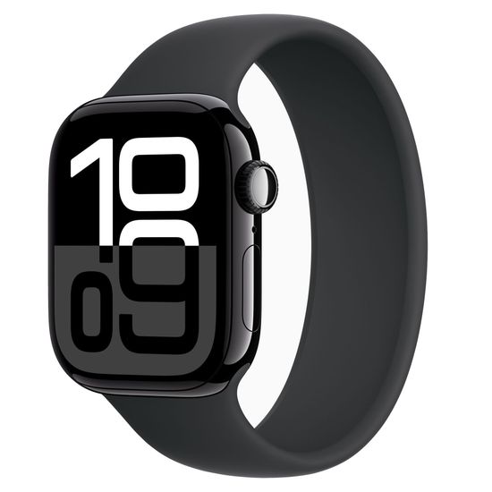 Apple Watch Series 10 GPS + Cellular 42mm Jet Black Aluminium Case with Black Sport Band