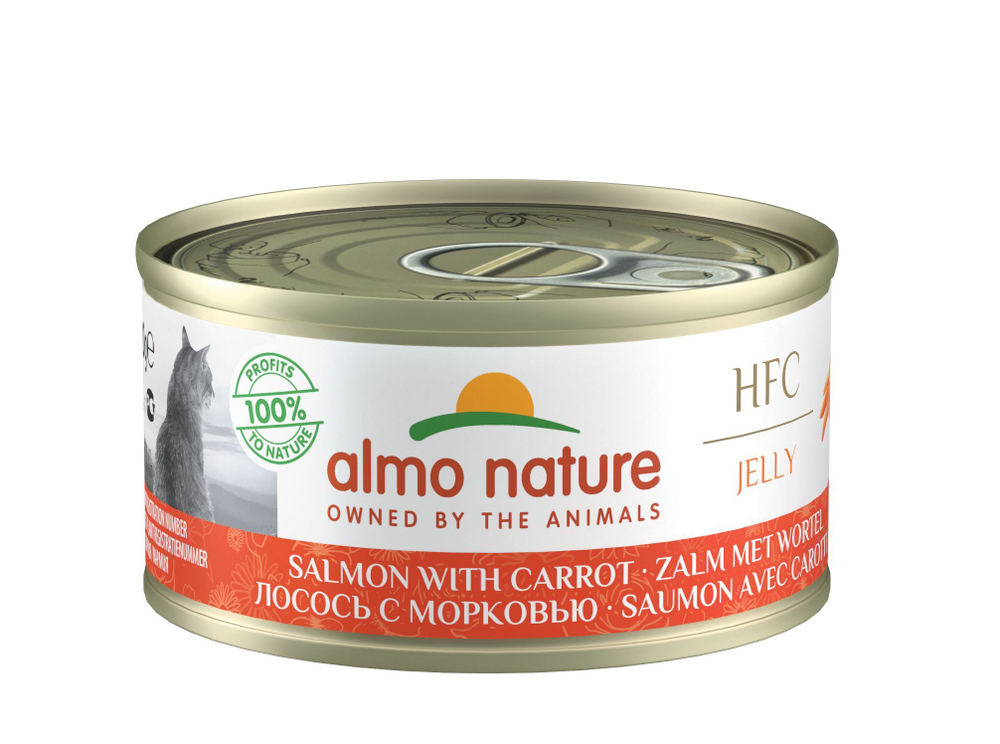 Almo Nature Консервы для Кошек с Лососем и Морковью 75% мяса (HFC Adult Cat Salmon&Carrot) 0,07 кг x 1 шт.