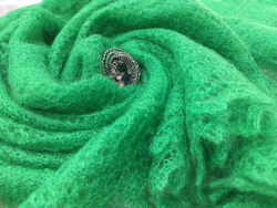 Оренбургский пуховый платок-паутинка А120-12 зеленый