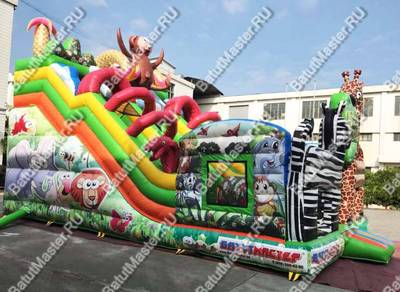 Коммерческий надувной батут "Большой зверинец" 9*5,5*7,7 м